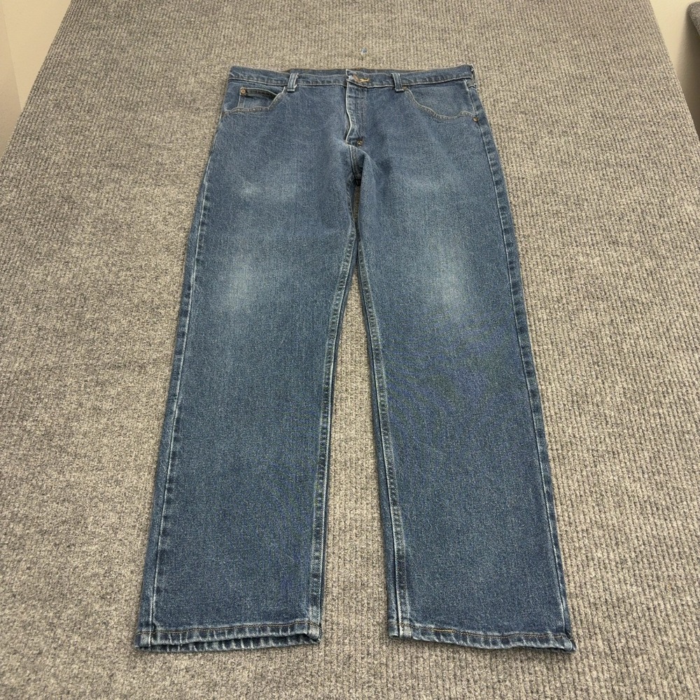 Wrangler Jeans Men 36x30 Blue Cotton Spandex Five Pocket Straight Casual Classic